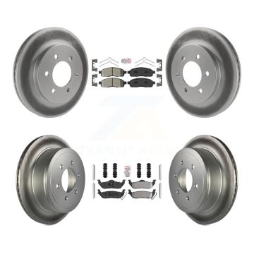 Front Rear Semi-Metallic Pad Coat Disc Brake Rotor Kit For Ford F-150 Lincoln Mark LT 4WD KGA-105163