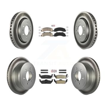 Front Ceramic Rear Semi-Metallic Pads And Coated Disc Brake Rotors Kit For Ford F-150 KGA-105169