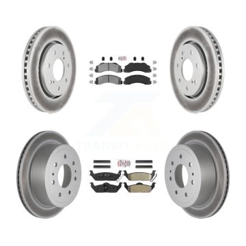 Front Rear Semi-Metallic Pad Coat Brake Rotors Kit For 10-11 Ford F-150 With 7 Lug Wheels KGA-105170