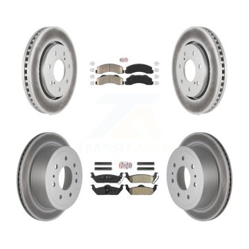 Front Ceramic Rear Semi-Metallic Pads And Coated Disc Brake Rotors Kit For Ford F-150 KGA-105171