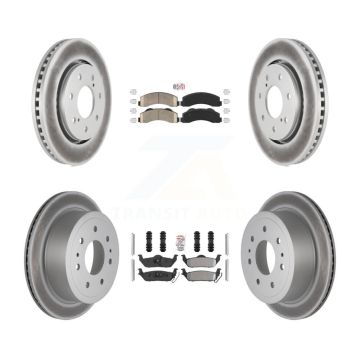 Front Ceramic Rear Semi-Metallic Pads And Coated Disc Brake Rotors Kit For Ford F-150 KGA-105175