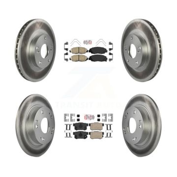 Front Rear Ceramic Pad And Coated Disc Brake Rotors Kit For 2014-2015 Honda Civic Touring KGA-105249