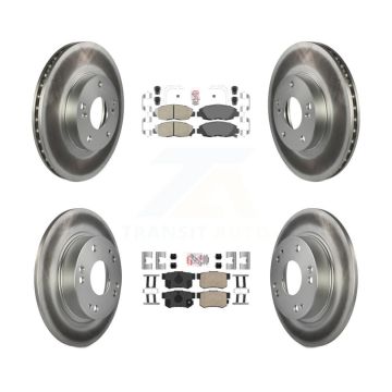 Front Rear Ceramic Pad And Coated Disc Brake Rotors Kit For 2014-2015 Honda Civic Touring KGA-105250