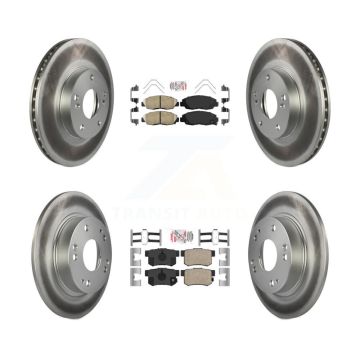 Front Rear Ceramic Pad And Coated Disc Brake Rotors Kit For 2014-2015 Honda Civic Touring KGA-105251