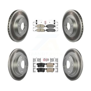 Front Rear Ceramic Pad And Coated Disc Brake Rotors Kit For 2014-2015 Honda Civic Touring KGA-105252
