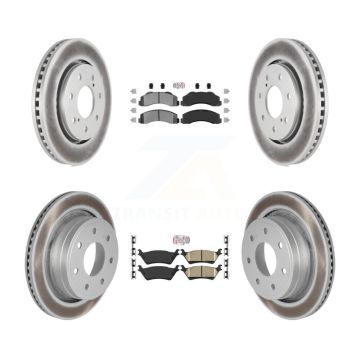 Front Semi-Metallic Rear Ceramic Pads And Coated Disc Brake Rotors Kit For Ford F-150 KGA-105285