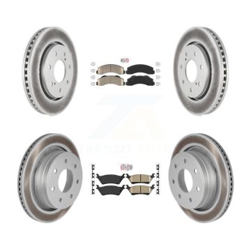 Front Rear Ceramic Pad Coated Brake Rotors Kit For 2012-2014 Ford F-150 With 7 Lug Wheels KGA-105286