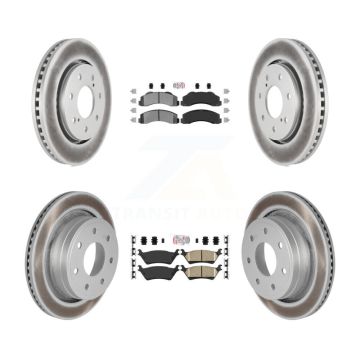 Front Semi-Metallic Rear Ceramic Pads And Coated Disc Brake Rotors Kit For Ford F-150 KGA-105289