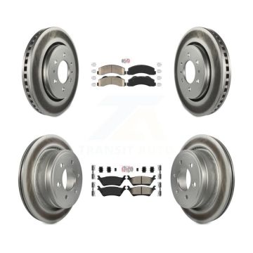 Front Ceramic Rear Semi-Metallic Pads And Coated Disc Brake Rotors Kit For Ford F-150 KGA-105292