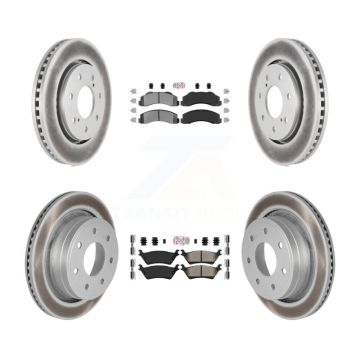Front Rear Semi-Metallic Pad Coat Brake Rotors Kit For 12-14 Ford F-150 With 7 Lug Wheels KGA-105293