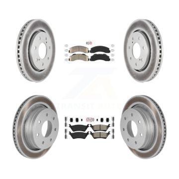 Front Ceramic Rear Semi-Metallic Pads And Coated Disc Brake Rotors Kit For Ford F-150 KGA-105294