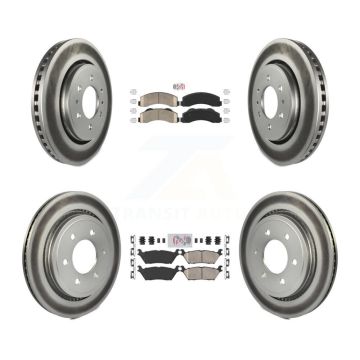 Front Rear Ceramic Pad Coated Brake Rotors Kit For Ford F-150 With Electric Parking KGA-105296
