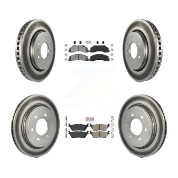 Front Semi-Metallic Rear Ceramic Pads And Coated Disc Brake Rotors Kit For Ford F-150 KGA-105297