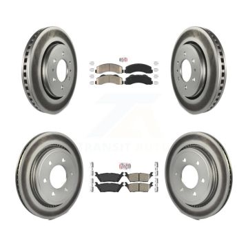 Front Rear Ceramic Pad Coated Brake Rotors Kit For Ford F-150 With Electric Parking KGA-105298