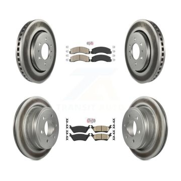 Front Rear Ceramic Pad Coat Disc Brake Rotor Kit For Ford F-150 With Manual Parking KGA-105300