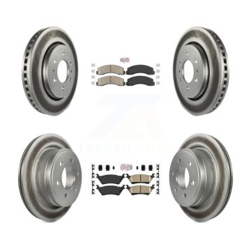 Front Rear Ceramic Pad Coat Disc Brake Rotor Kit For Ford F-150 With Manual Parking KGA-105302