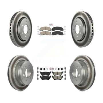 Front Ceramic Rear Semi-Metallic Pads And Coated Disc Brake Rotors Kit For Ford F-150 KGA-105304