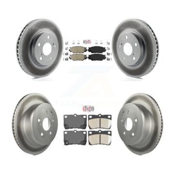 Front Semi-Metallic Rear Ceramic Pad & Coated Brake Rotor Kit For 2010-2013 Lexus IS250 C KGA-105336