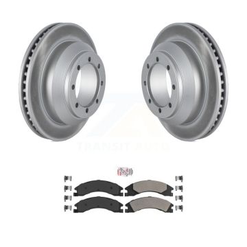 Rear Coated Disc Brake Rotors & Semi-Metallic Pad Kit For Ford E-350 Super Duty Econoline KGA-105349