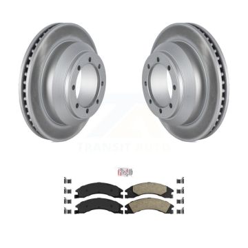 Rear Coated Disc Brake Rotors And Ceramic Pads Kit For Ford E-350 Super Duty Econoline KGA-105350