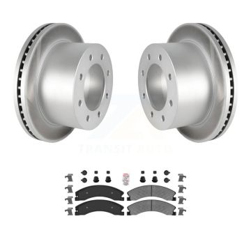 Rear Coated Brake Rotors Semi-Metallic Pad Kit For GMC Sierra 3500 HD Chevrolet Silverado KGA-105391