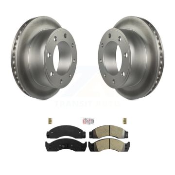 Rear Coated Disc Brake Rotors & Semi-Metallic Pad Kit For Ford E-450 Econoline Super Duty KGA-105427