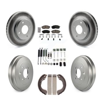 Front Rear Disc Brake Rotors Ceramic Pads And Coated Drum Kit (7Pc) For Nissan Versa KGA-105465