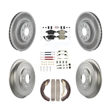 Front Rear Disc Brake Rotors Semi-Metallic Pad Coated Drum Kit (7Pc) For Volkswagen Jetta KGA-105468