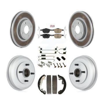 Front Rear Disc Brake Rotors Ceramic Pads And Coated Drum Kit (7Pc) For Ford Focus KGA-105476
