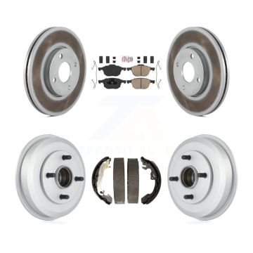 Front Rear Brake Rotors Ceramic Pad Coated Drum Kit For Ford Focus Wheel Bearing Included KGA-105489