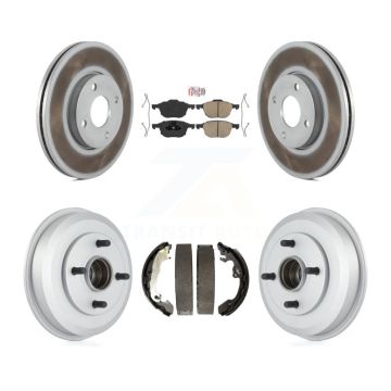 Front Rear Brake Rotors Ceramic Pad Coated Drum Kit For Ford Focus Wheel Bearing Included KGA-105490