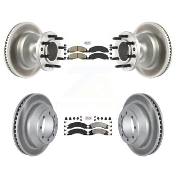 Front Ceramic Rear Semi-Metallic Pad Coat Disc Brake Rotors Kit For Ford E-350 Super Duty KGA-105505