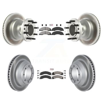 Front Rear Semi-Metallic Pad Coat Brake Rotor Hub Kit For Ford E-350 Super Duty Econoline KGA-105509