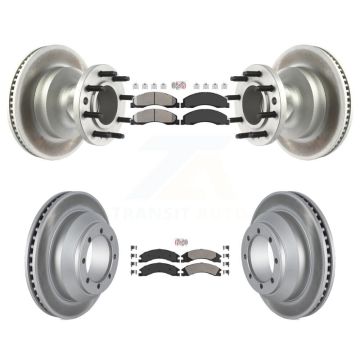 Front Rear Semi-Metallic Pad Coat Brake Rotor Hub Kit For Ford E-350 Super Duty Econoline KGA-105512