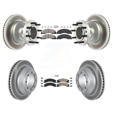 Front Semi-Metallic Rear Ceramic Pad Coat Disc Brake Rotors Kit For Ford E-350 Super Duty KGA-105513