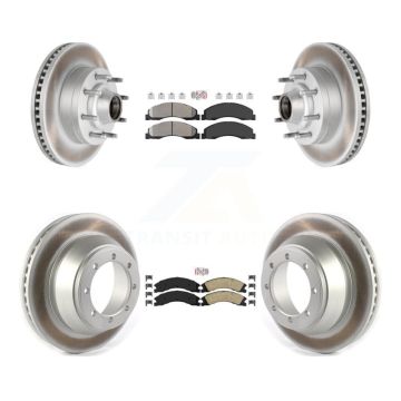 Front Semi-Metallic Rear Ceramic Pad Coat Disc Brake Rotors Kit For Ford E-450 Super Duty KGA-105514