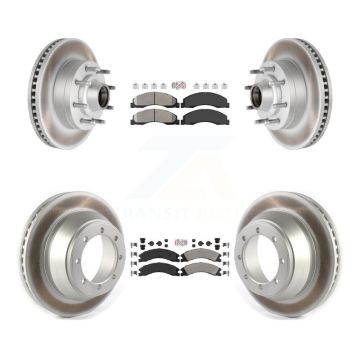 Front Rear Semi-Metallic Pad & Coated Disc Brake Rotors Hub Kit For Ford E-450 Super Duty KGA-105515