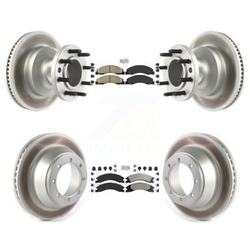 Front Ceramic Rear Semi-Metallic Pad Coat Disc Brake Rotors Kit For Ford E-450 Super Duty KGA-105516