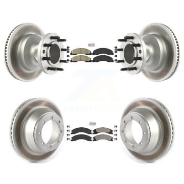 Front Ceramic Rear Semi-Metallic Pad Coat Disc Brake Rotors Kit For Ford E-450 Super Duty KGA-105517