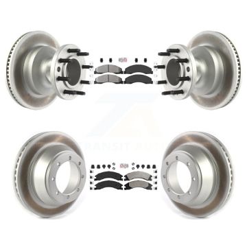 Front Rear Semi-Metallic Pad Coat Brake Rotor Kit For Ford E-450 Super Duty DIESEL engine KGA-105519