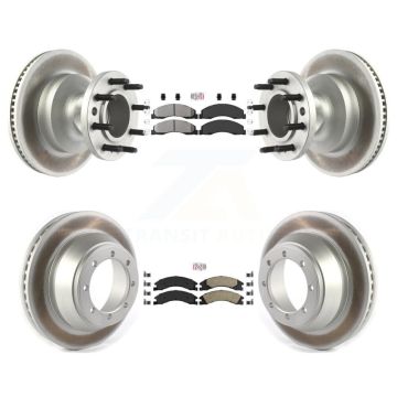 Front Semi-Metallic Rear Ceramic Pad Coat Disc Brake Rotors Kit For Ford E-450 Super Duty KGA-105521