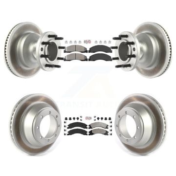 Front Rear Semi-Metallic Pad Coat Brake Rotor Kit For Ford E-450 Super Duty DIESEL engine KGA-105522