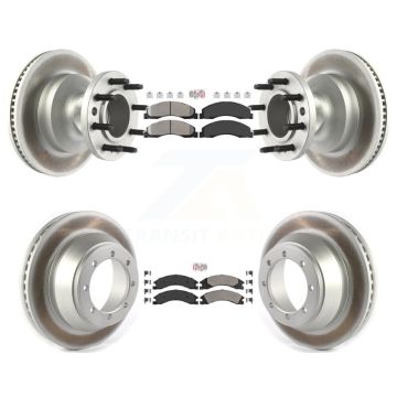 Front Rear Semi-Metallic Pad Coat Brake Rotor Kit For Ford E-450 Super Duty DIESEL engine KGA-105523