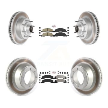 Front Ceramic Rear Semi-Metallic Pad Coat Disc Brake Rotors Kit For Ford E-450 Super Duty KGA-105525