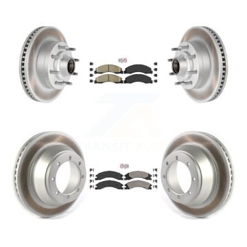 Front Ceramic Rear Semi-Metallic Pad Coat Disc Brake Rotors Kit For Ford E-450 Super Duty KGA-105526