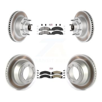 Front Semi-Metallic Rear Ceramic Pad Coat Disc Brake Rotors Kit For Ford E-450 Super Duty KGA-105530
