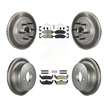 Front Rear Semi-Metallic Pad Coat Disc Brake Rotor Kit For Ford F-150 Lincoln Mark LT RWD KGA-105534