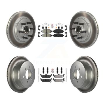 Front Rear Semi-Metallic Pad Coat Disc Brake Rotor Kit For Ford F-150 Lincoln Mark LT RWD KGA-105535