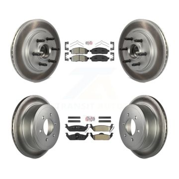 Front Rear Semi-Metallic Pad Coat Disc Brake Rotor Kit For Ford F-150 Lincoln Mark LT RWD KGA-105536