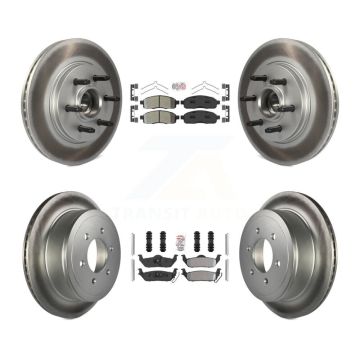 Front Rear Semi-Metallic Pad Coat Disc Brake Rotor Kit For Ford F-150 Lincoln Mark LT RWD KGA-105537